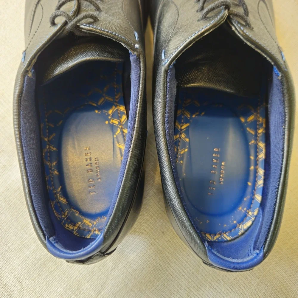 Ted Baker Fhares Oxford Cap Toe Lace Up Black Leather Men's Dress‎ Shoes US 10.5